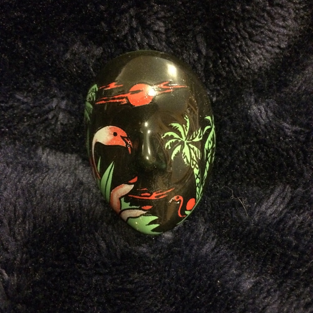 Vintage Porcelain mask pin